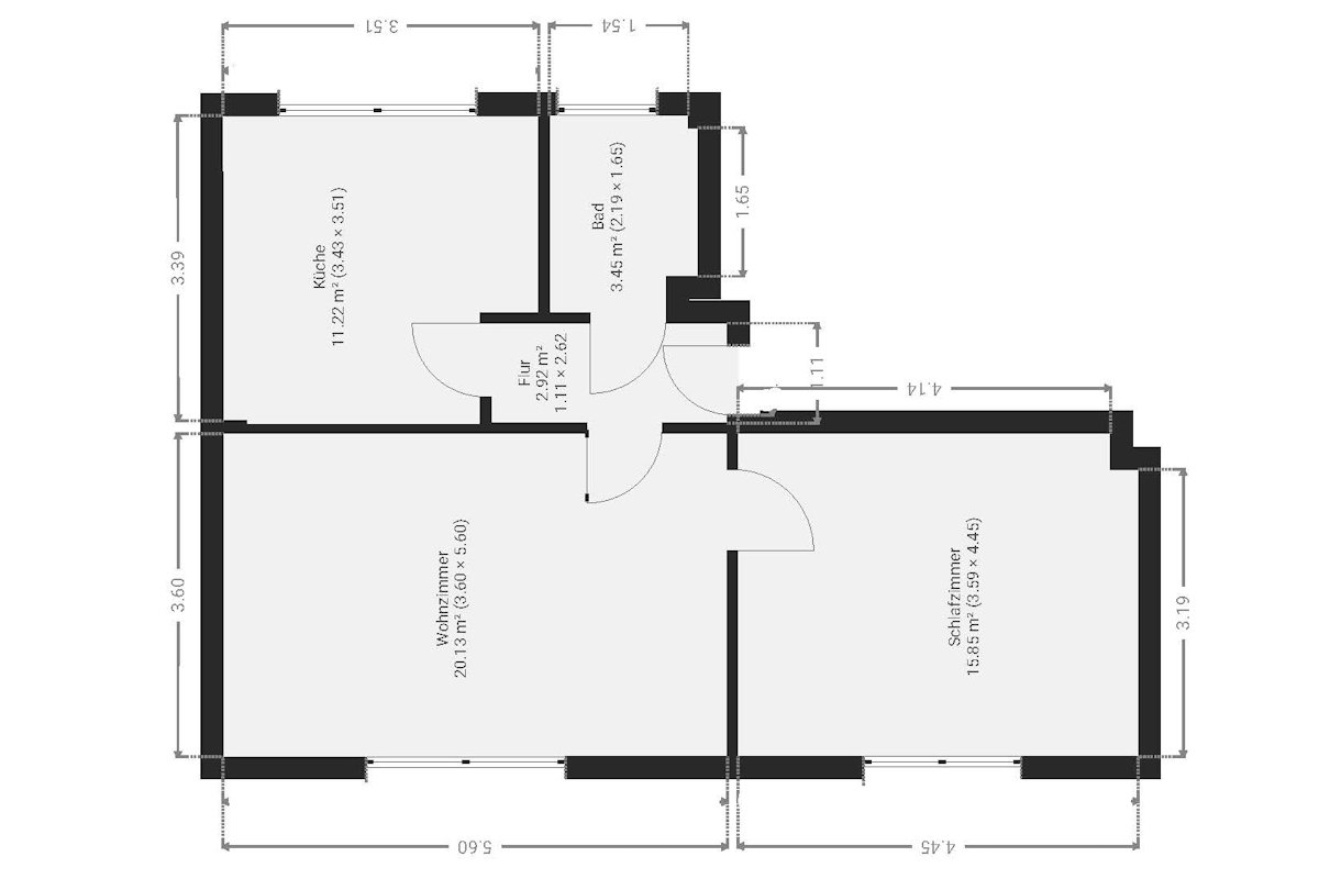 Grundriss OG kleinere Wohnung Grundriss OG kleinere Wohnung